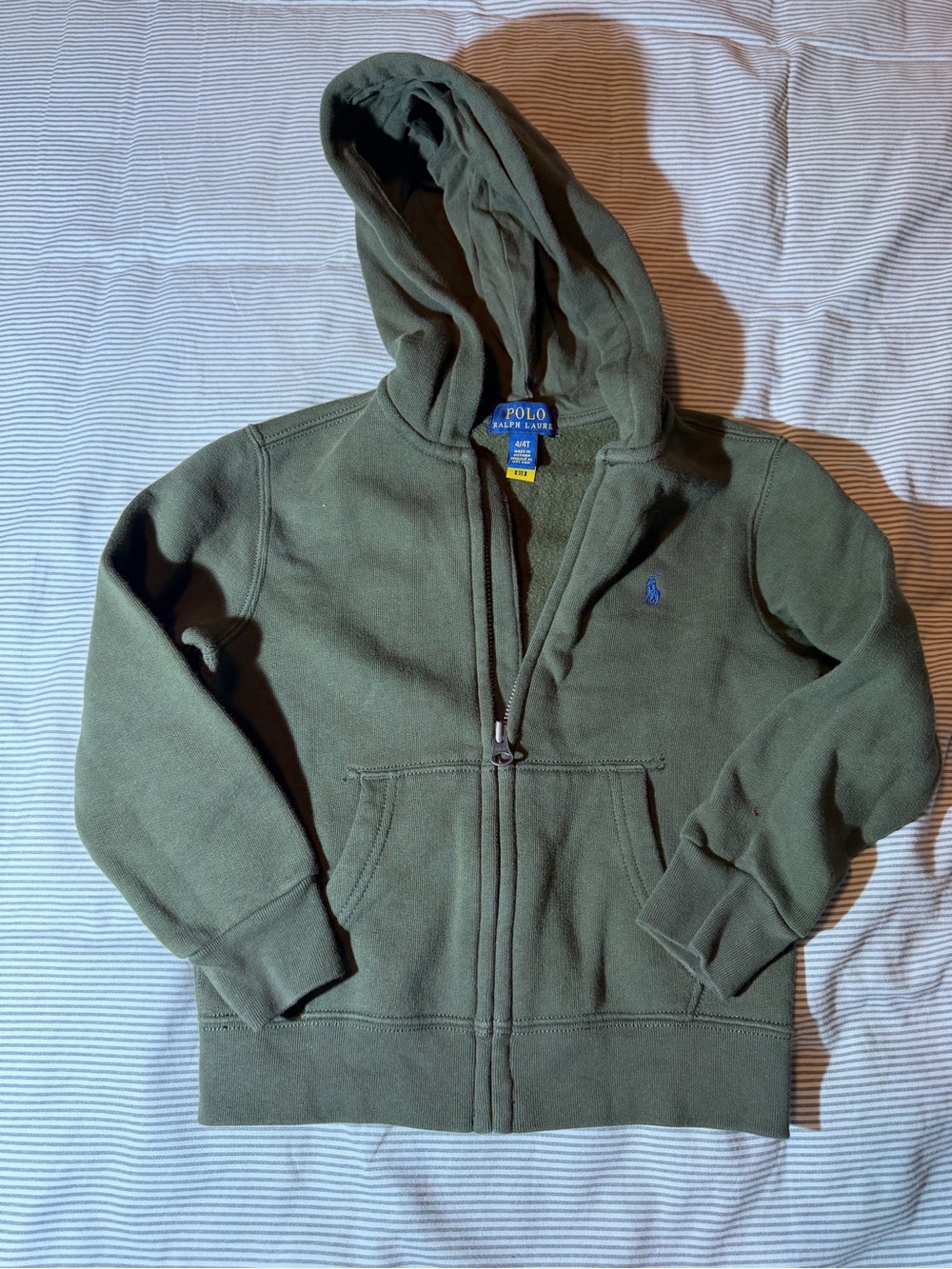 Polo Ralph Lauren Kids 4/4T Olive Green Full Zip Hoodie